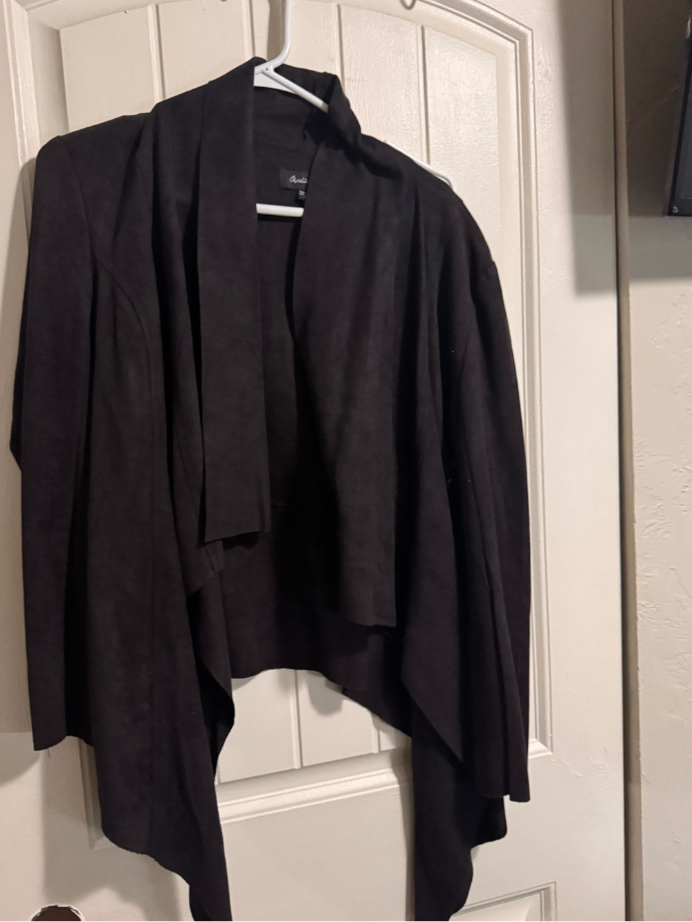 Charlie Paige Black Open-Front Draped Cardigan